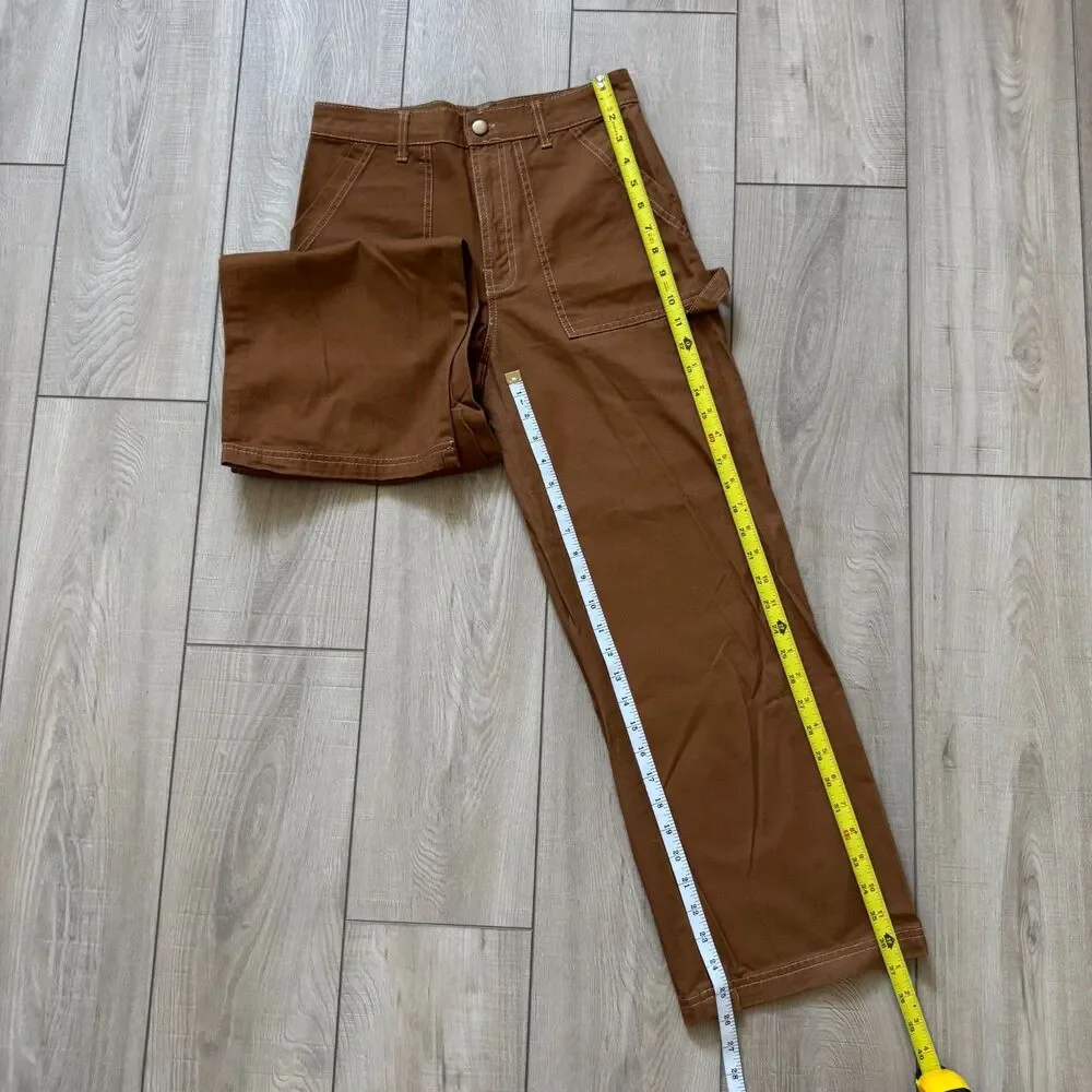 Wild Fable Utility Work Pants Women's sz 4 Brown High Waisted Relaxed Wide Leg - Picture 4 of 10